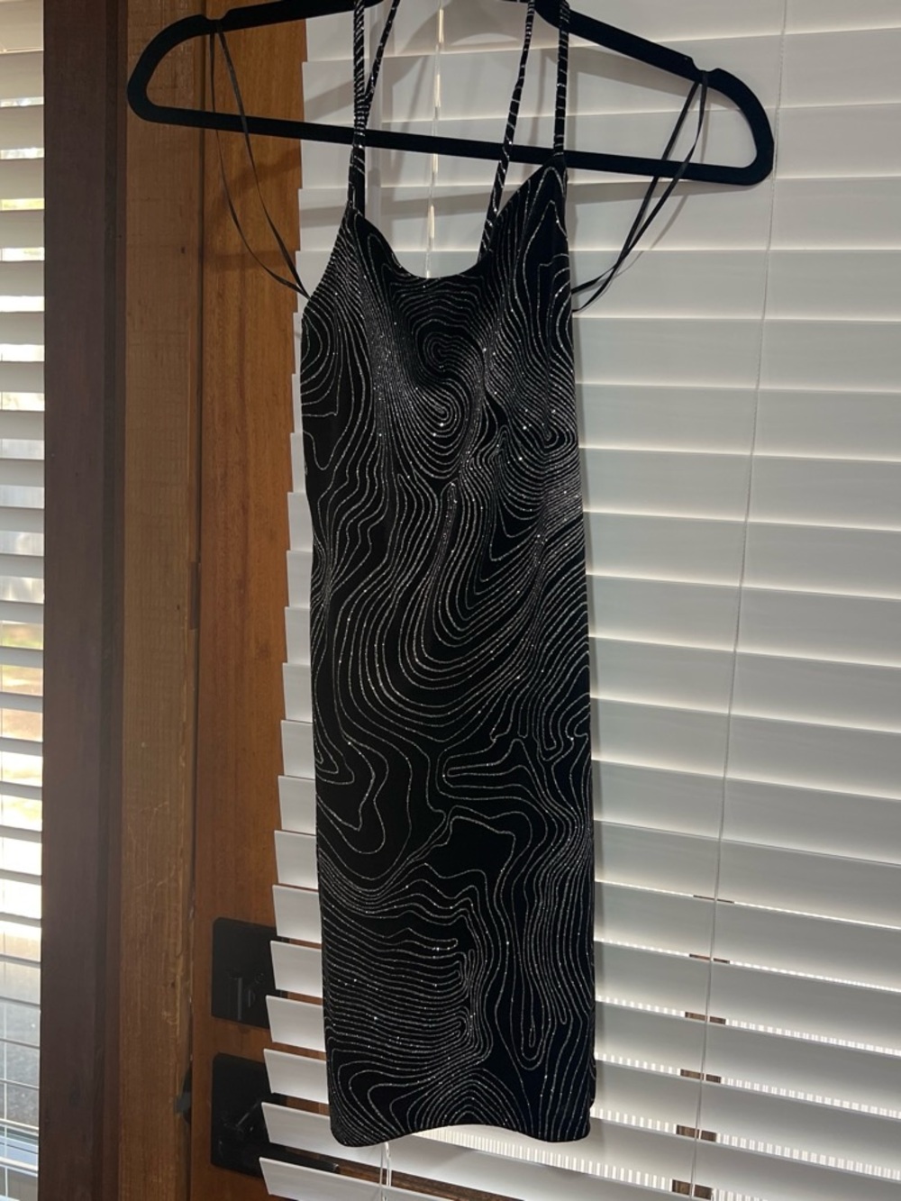 H&M Black Mini Dress with Silver Swirl Detail